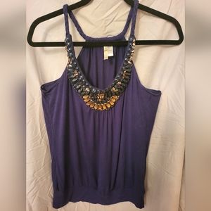 Jeweled Navy Blue Top